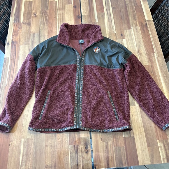 BUC-EE'S Other - Men's Buc-ees Sz M Zip Up Red Maroon Sherpa Jacket Aztec Pockets Collar Fuzzy